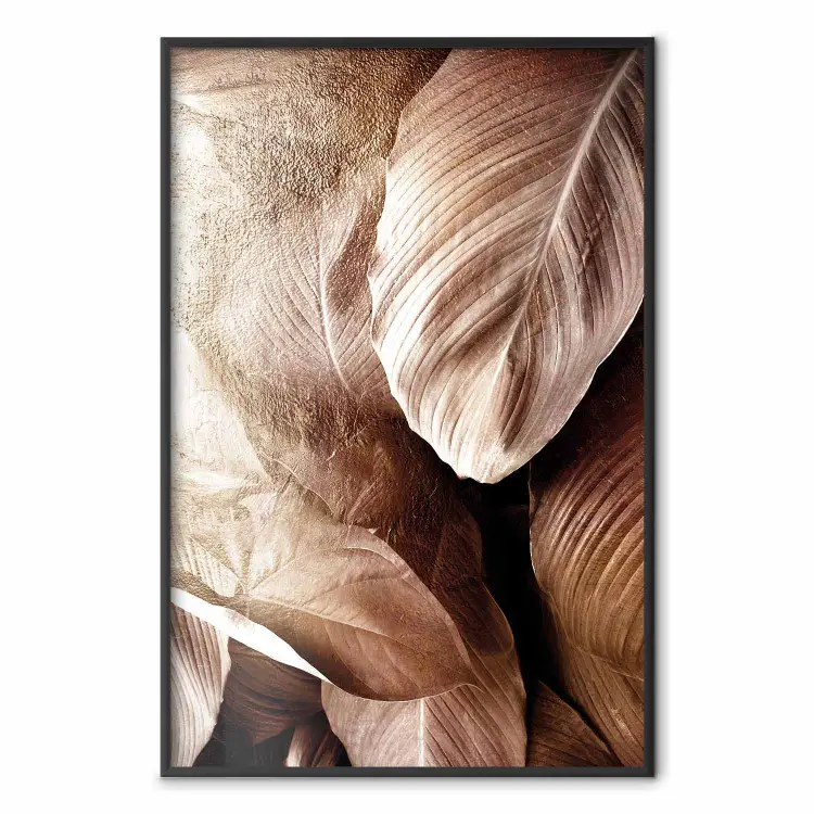 Poster Golden Rustle - composition of brown leaves with distinct ...