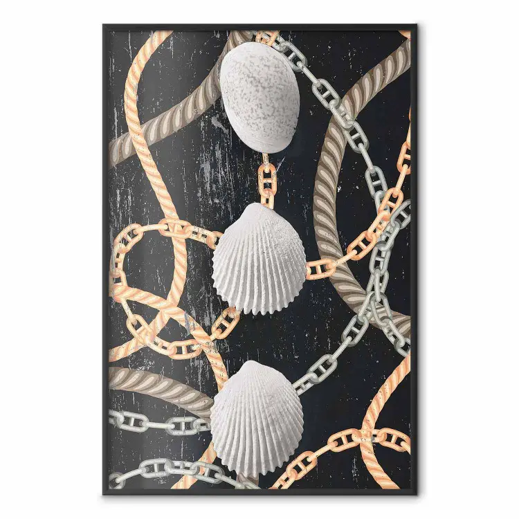 Sea Treasures - abstraction of seashells and metal chains