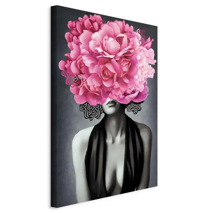 Woman Noir vertical - portrait of a woman and plant motif