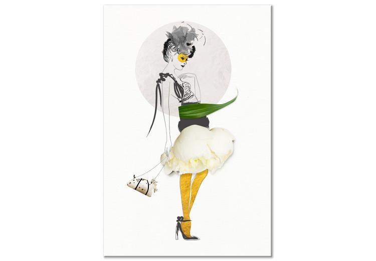 Canvas Print Elegant woman in yellow stockings - abstract portrait