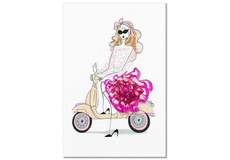 Canvas Print Girl on a Scooter (1-part) vertical - abstract woman