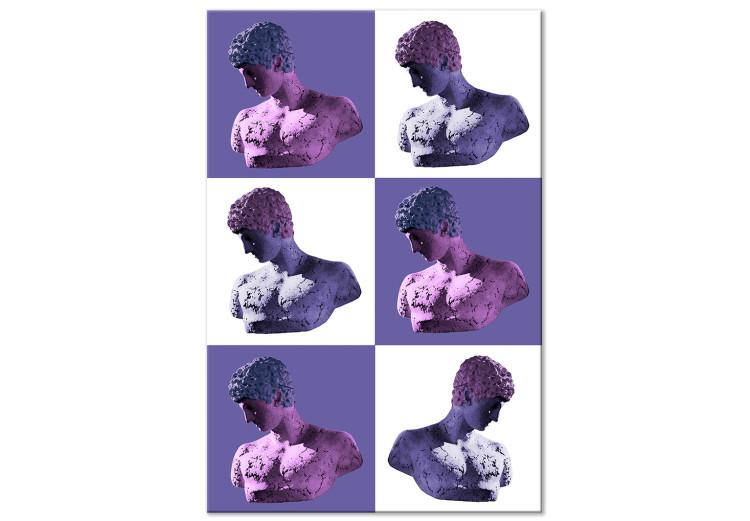 Canvas Print Greek bust - white and purple vintage composition