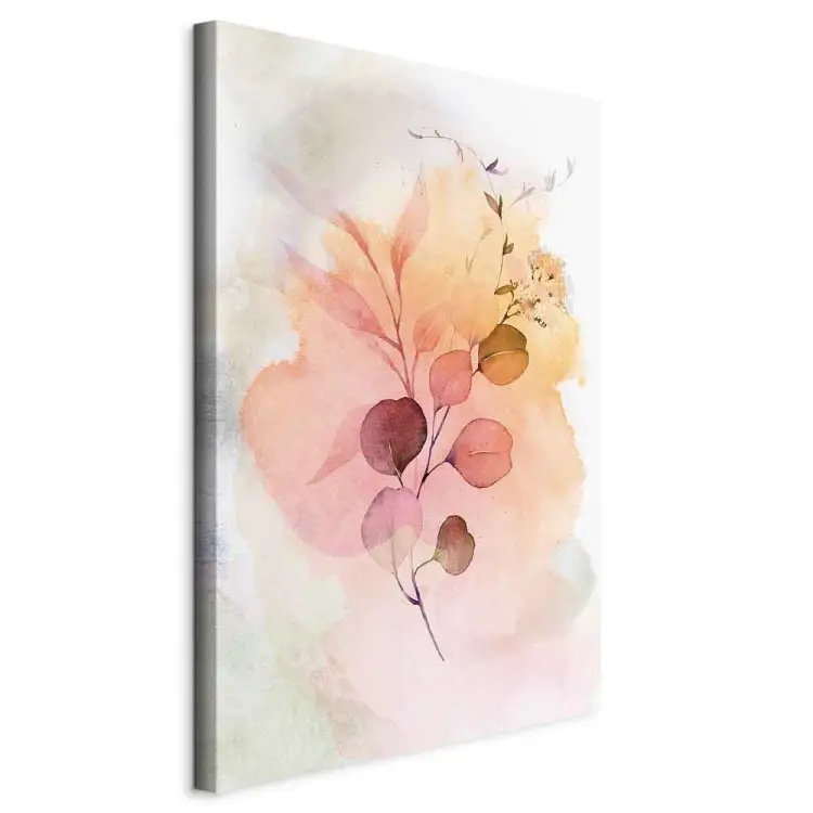 Watercolor Branch vertical - flower on a background of spilled paint