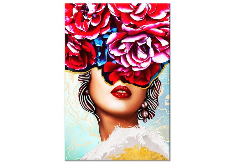 Canvas Print Sweet Lips (1-part) vertical - abstraction of woman and flowers