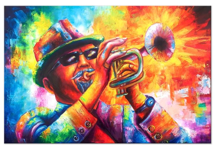 Canvas Print Trumpeter (1-part) wide - colorful man playing the trumpet