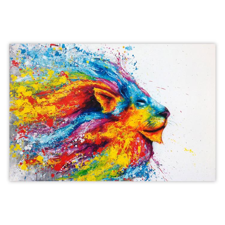 Poster Lion in Colors - abstract colorful animal in artistic motif