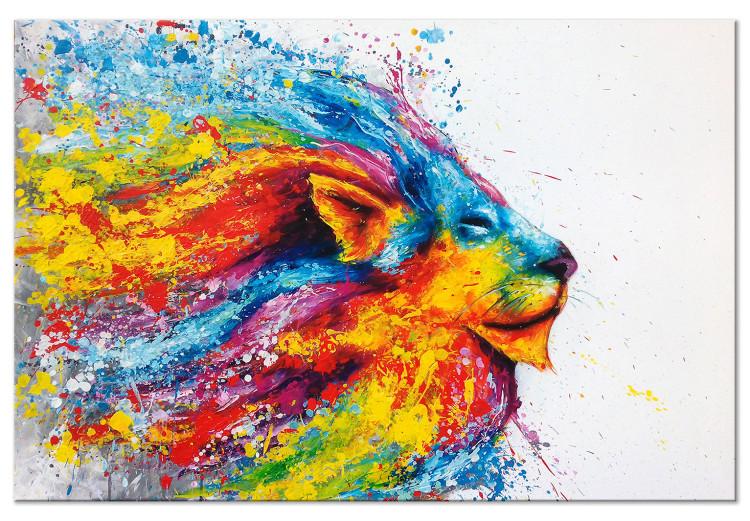 Canvas Print Lion in Colors (1-part) wide - animal in watercolor motif