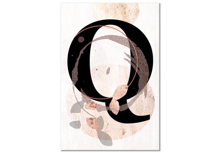 Canvas Print Black, capital letter Q - abstraction with beige and grey elements