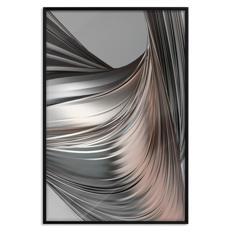 Poster Before the Storm - abstract composition of gray waves on uniform background