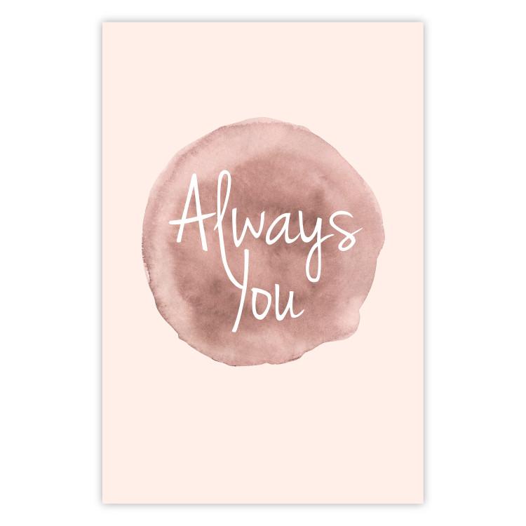 Poster Always You - English inscription on watercolor pink background