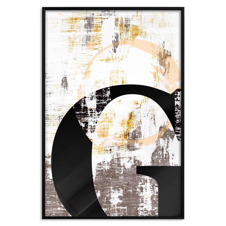 Poster Letter G - black letter among abstract patterns on white background