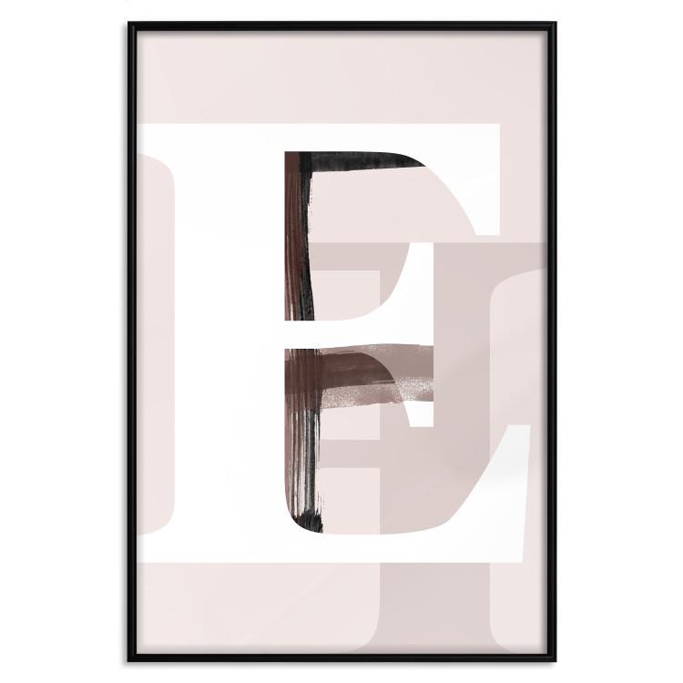 Poster Letter E - white alphabet letter on abstract pastel background