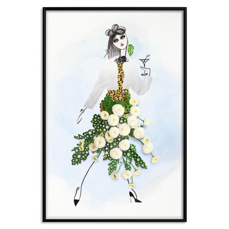 Poster Herbal Girl - abstract woman in skirt with white flowers