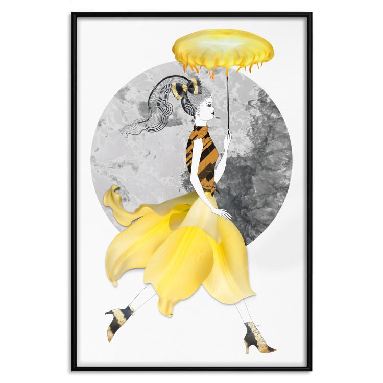 Poster Running Girl - abstract female figure in yellow skirt