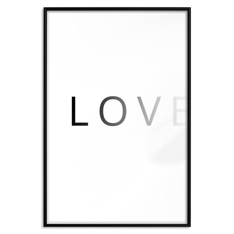 Poster Loading Love - fading black English text on white background