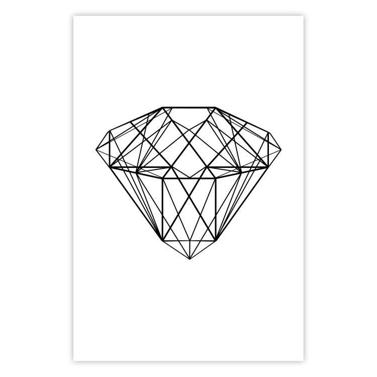 Poster Noble - black line art of diamond on white contrasting background