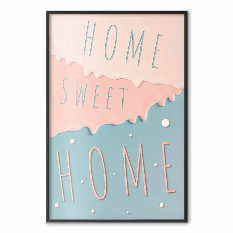 Sign: Home Sweet Home - English inscription on pastel background