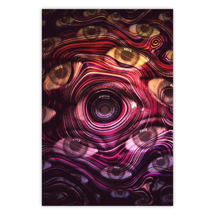 Poster Psychedelic Gaze - abstract colorful waves on background of eyes