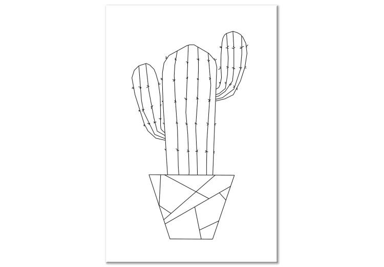 Canvas Print Wild Cactus (1-part) vertical - flower with geometric figures