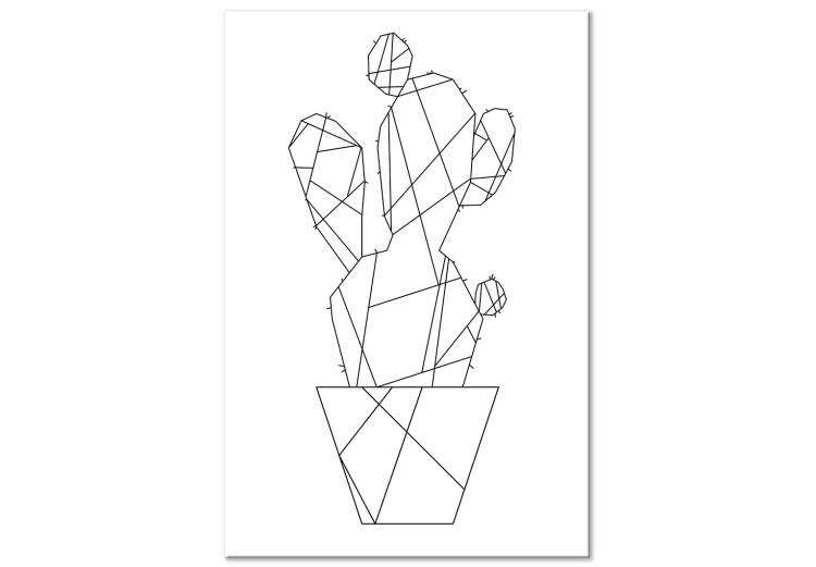Canvas Print Black cactus outlines in a pot - abstraction on a white background