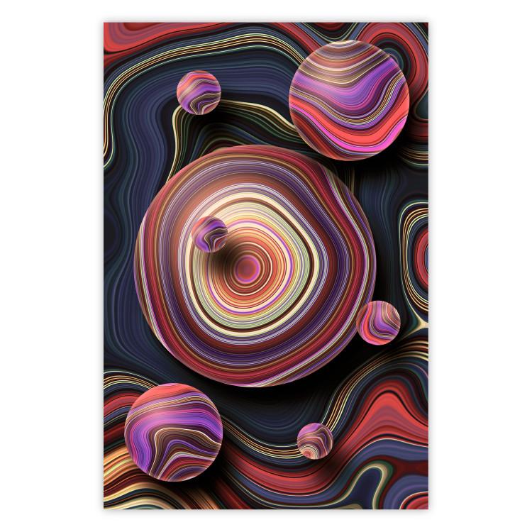 Poster Drops of Fantasy - abstract composition of colorful spheres with waves