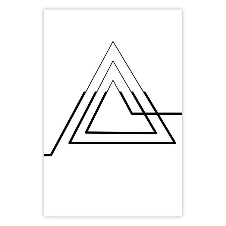 Poster Peak of Geometry - black line art of triangular figure on white background