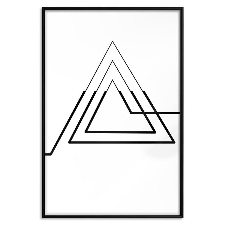 Poster Peak of Geometry - black line art of triangular figure on white background