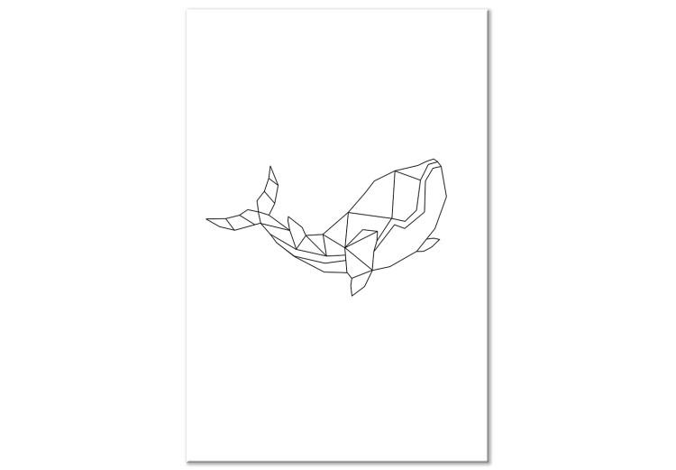 Canvas Print Black flowing whale contours - white, minimalistic abstraction