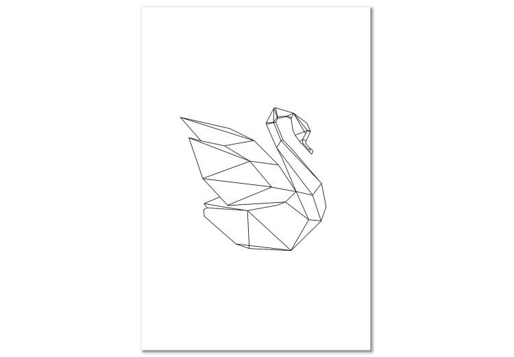 Canvas Print Black flowing swan contours - white geometric abstraction