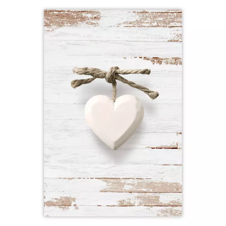 Knotted Love - stone white heart on light wooden background