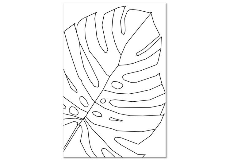 Canvas Print Black monstera leaf contours - abstraction on a white background