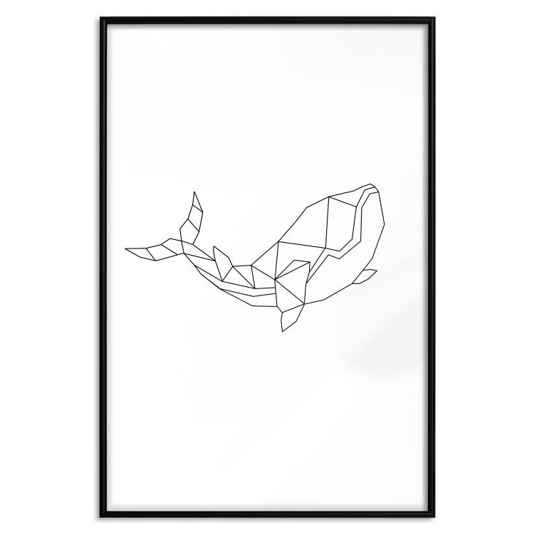 Poster Big Fish - abstract fish line art on contrasting white background