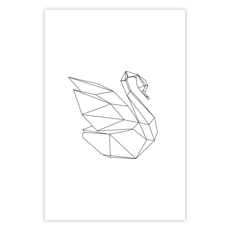 Poster Geometric Swan - abstract animal line art on white background
