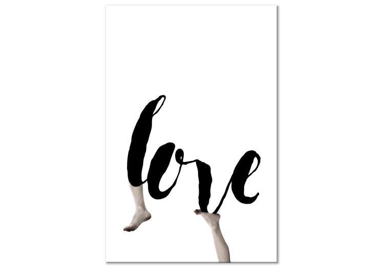 Canvas Print Black English Love sign - white abstraction with legs