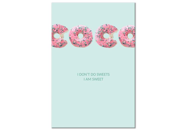 Canvas Print Green English sign - abstraction with inscription arranged from donuts