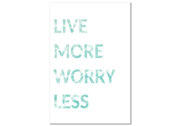 Canvas Print Mint English Live more worry less sign - on a white background