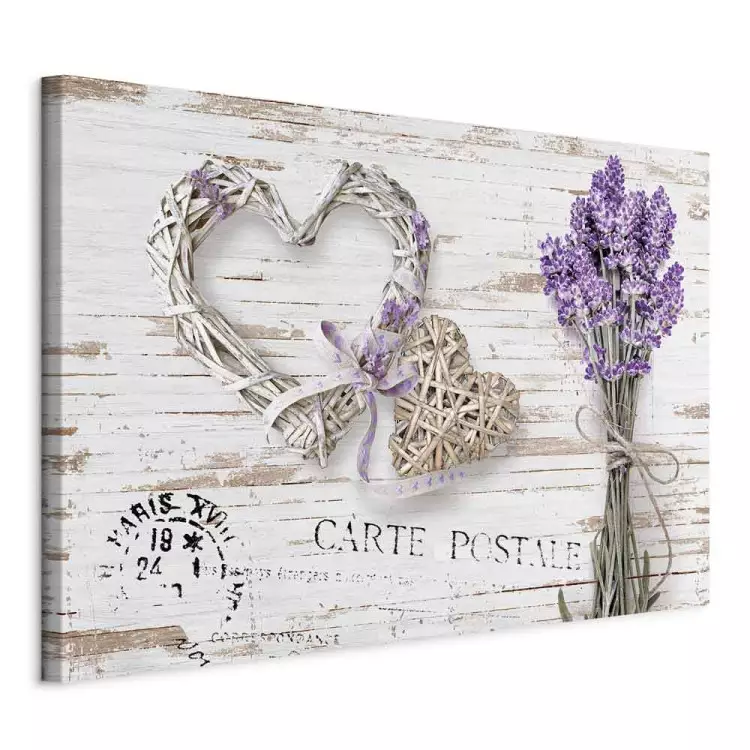 Lavender Mail (1-part) wide - flowers and wooden heart