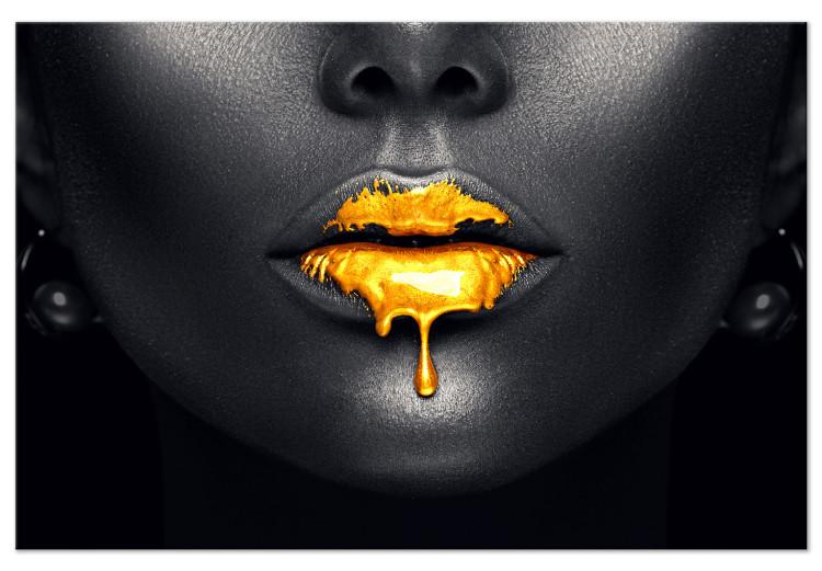 Large canvas print Gold Lips [Large Format]