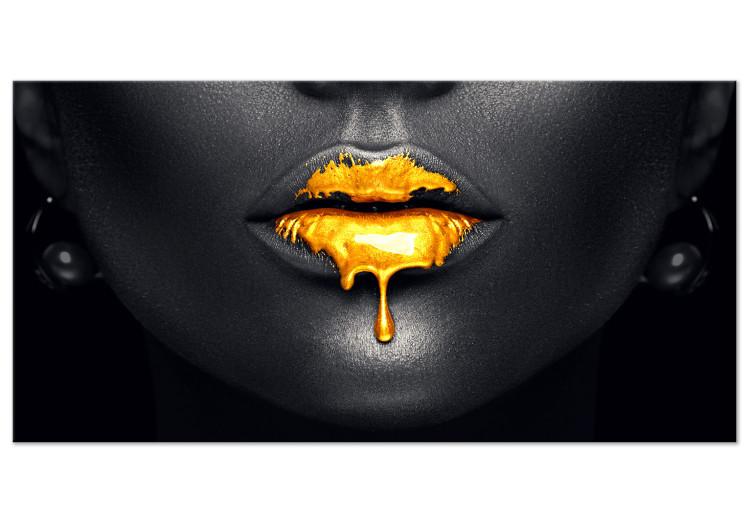 Large canvas print Gold Lips II [Large Format]