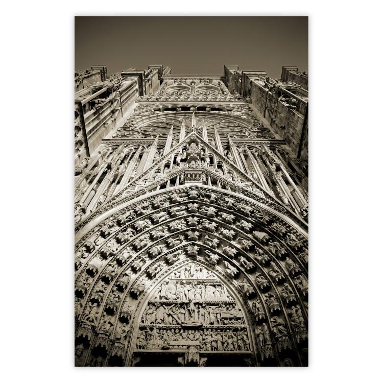 Poster Notre Dame Cathedral - historic architecture in Paris in a gray motif