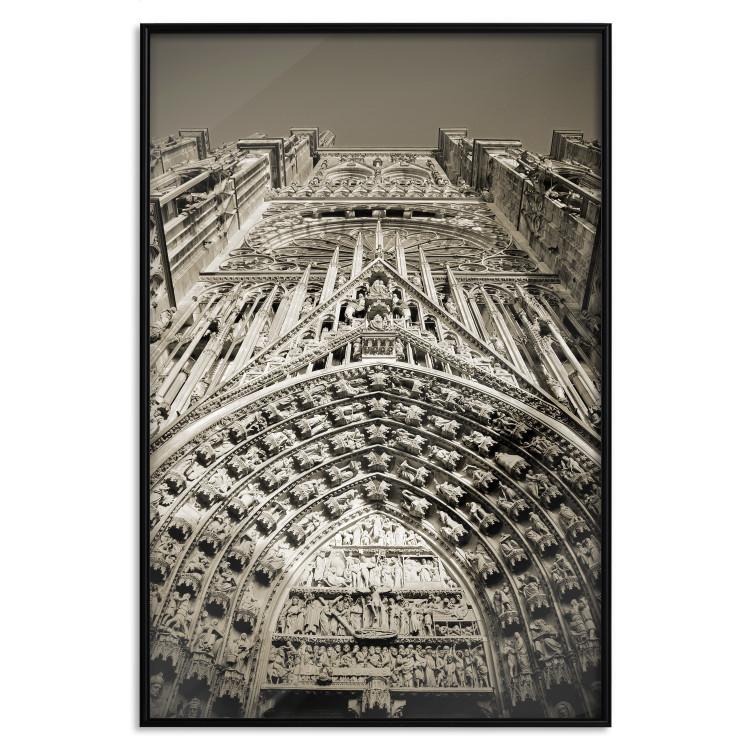 Poster Notre Dame Cathedral - historic architecture in Paris in a gray motif