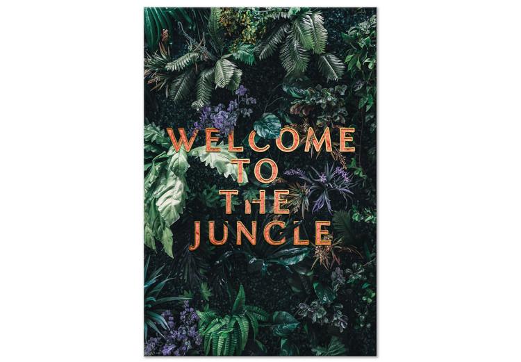 Canvas Print Welcome to the Jungle (1-part) vertical - text against a jungle background