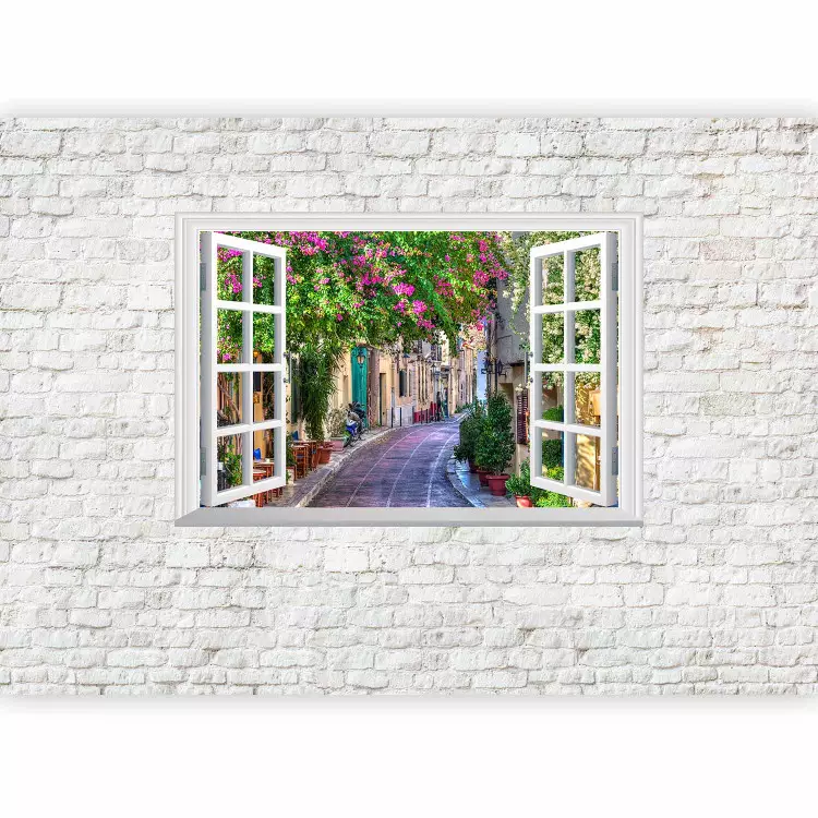 Tuscany and Italy - view of an atmospheric street with colourful flowers