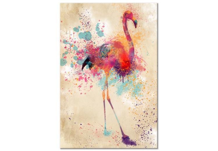 Canvas Print Watercolor Flamingo (1-part) vertical - futuristic colorful bird