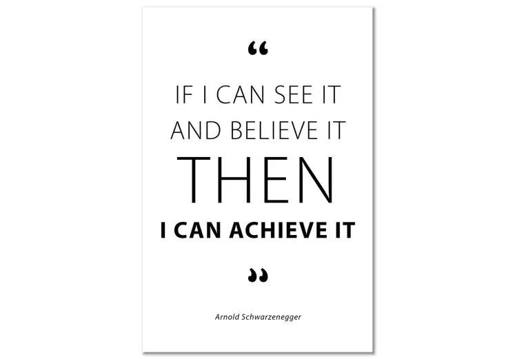 Canvas Print Arnold Schwarzenegger's words - a motivational English quote