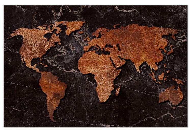 Canvas Print Copper Map (1-part) wide - world map on a dark background
