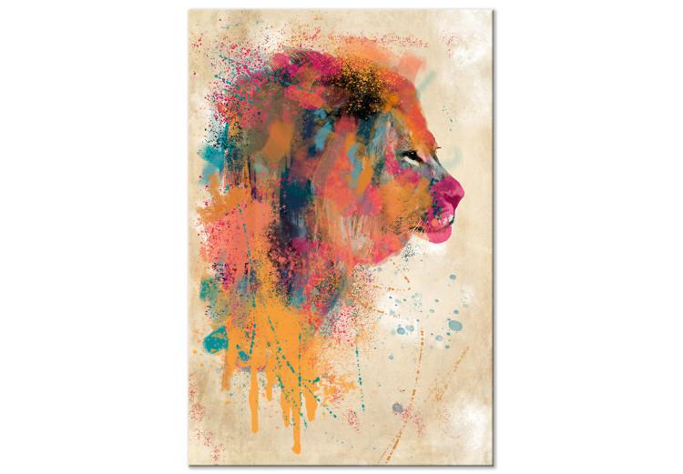 Canvas Print Watercolor Lion (1-part) vertical - futuristic colorful animal