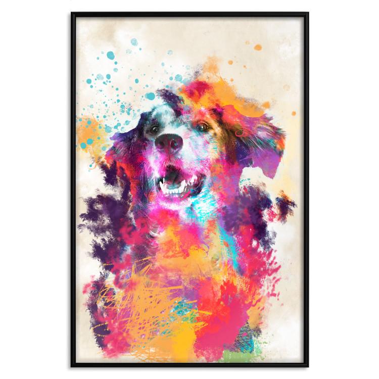 Poster Watercolor Dog - unique colorful abstraction with domestic animal