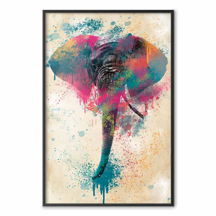 Elephant Trunk - cheerful colorful abstraction with African animal