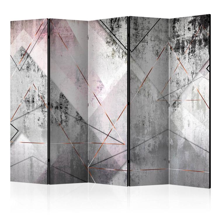 Room Divider Triangular Perspective II (5-piece) - geometric gray abstraction